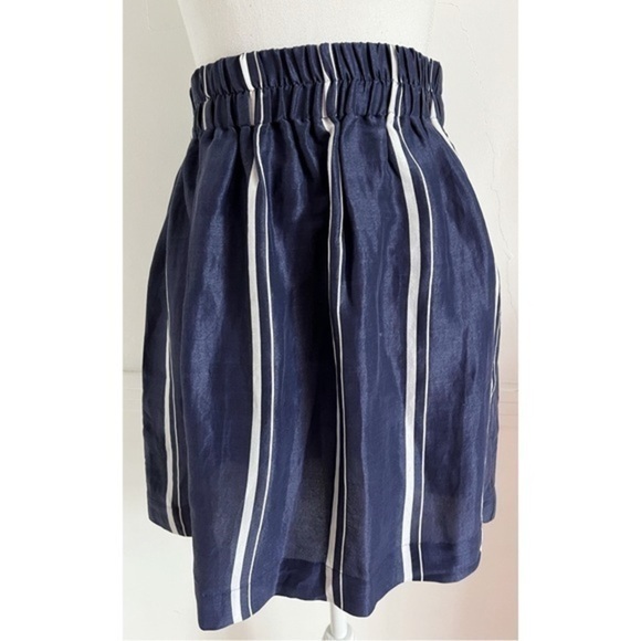 Apiece Apart • Navy Blue Striped High Waisted Short Skirt - Picture 1 of 5